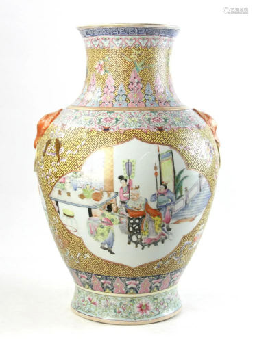 Large and Rare Chinese Famille Rose Zun Vase