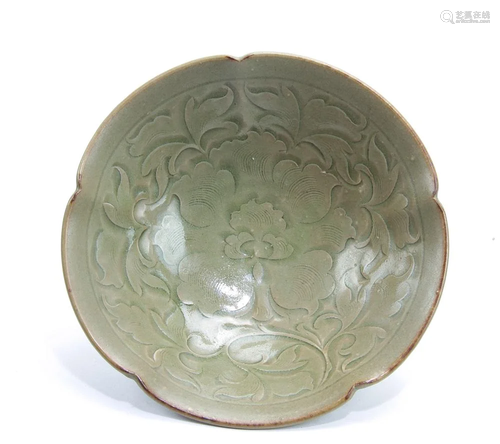 Chinese Carved Yaozhou Foliate Bowl