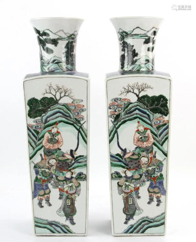 Pair of Chinese Famille Verte Vases