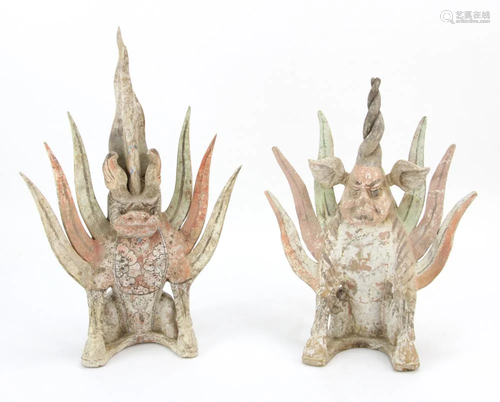 Two Chinese Tang Dynasty Tomb Monsters