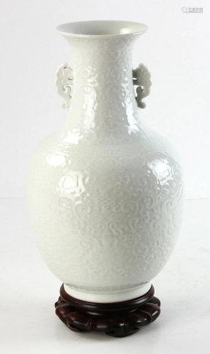 Rare Chinese Blanc-de-Chine Vase on Stand