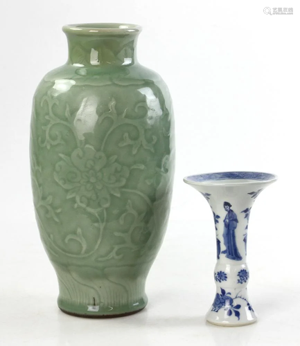 Chinese Green Glazed and Gu Vases