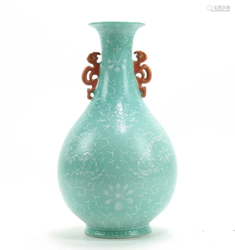 A Fine Chinese Turquoise-ground Vase