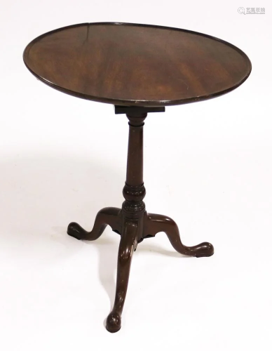 18thC English Queen Anne Mahogany Tilt Top Table