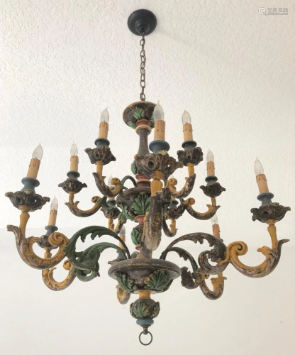 Vintage Italian Gesso and Iron Chandelier