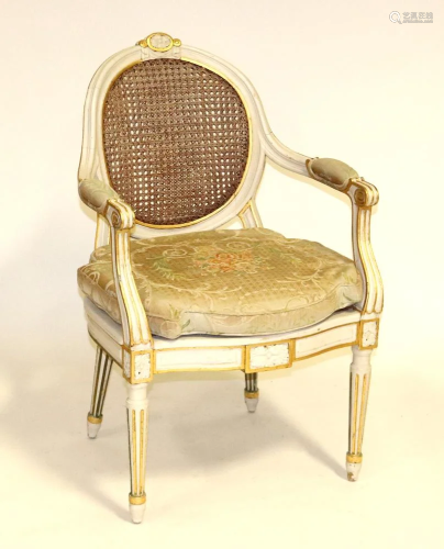 Painted French and Giltwood Armchair