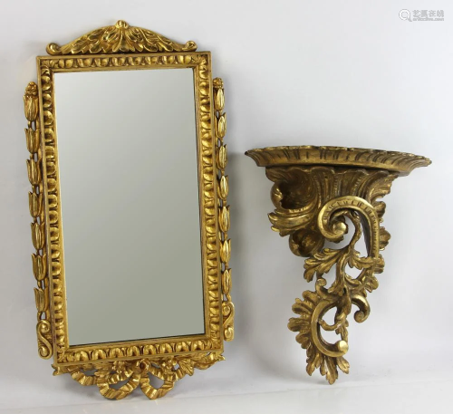 French Giltwood Mirror and Shelf