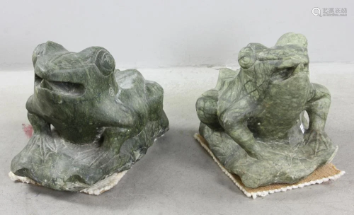 Pair of Carved Stone Frogs