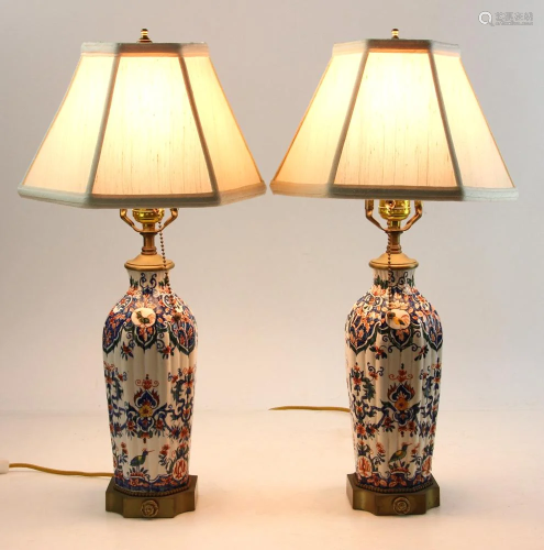 Pair of French Faience Lamps