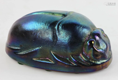 Iridescent Glass Scarab Paperweight