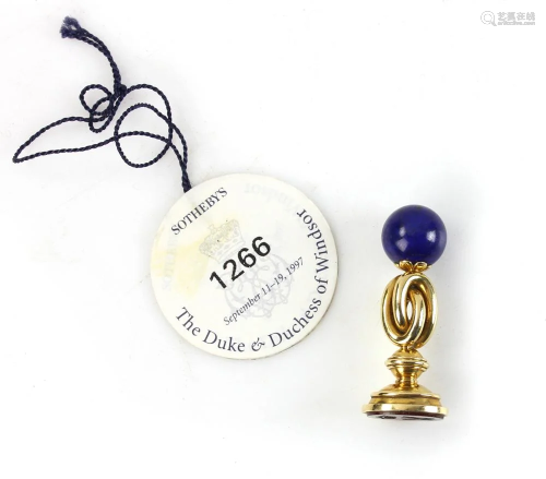 English 14k Gold and Lapis Lazuli Desk Seal