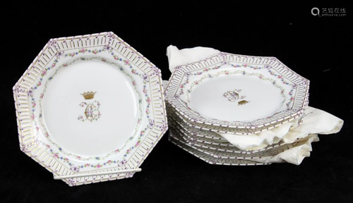 Set of (8) Early 20thC Silesian Dessert Plates