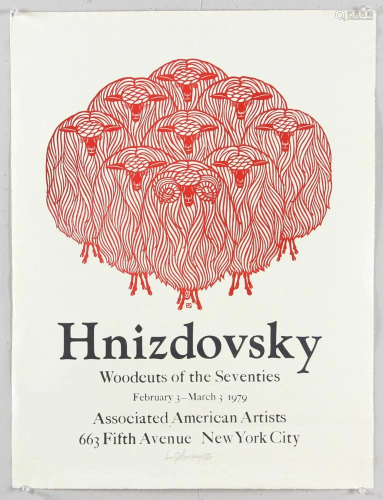 Jacques Hnizdovsky, Ram and Ewes, Original Woodcut