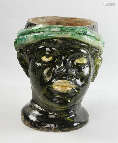 Large Ceramic Blackamoor Head Vase