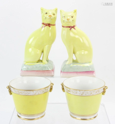 Four Yellow Porcelain Items