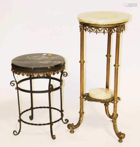 Two French Style Marble Top Stands