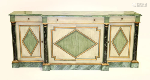 Faux Marble Painted Service Cabinet