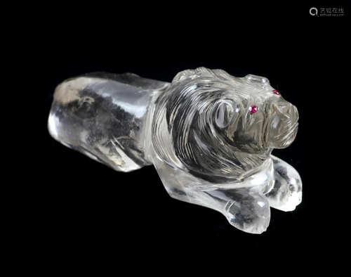 Russian Crystal Lion with Ruby Eyes