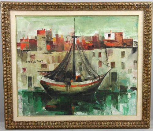 Mid 50s Modernist French Oil on Canvas