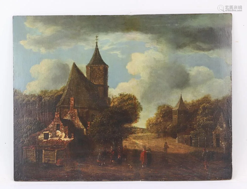 18thC Dutch Old Master, Village Scene, Oil on …