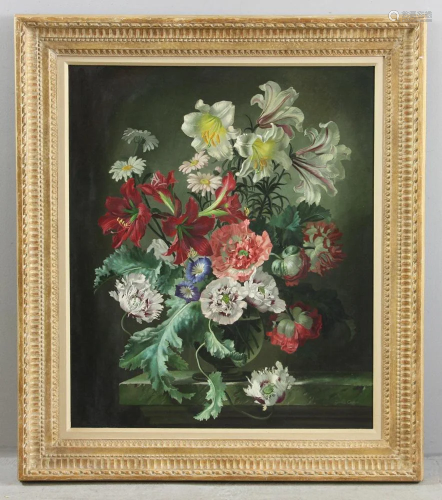 Gerald Cooper, Still Life of Flowers, Oil on Board