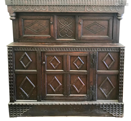 17thC American or English Court Cupboard