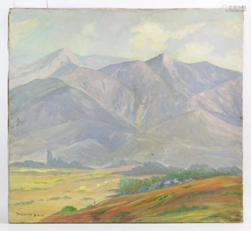 Maynard Dixon, Desert Mountain Range, Oil on Canvas