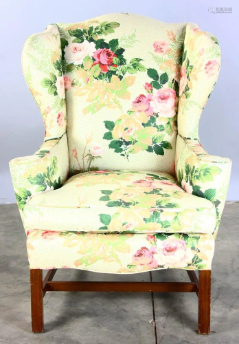 Wing Back Chair with Floral Upholstery