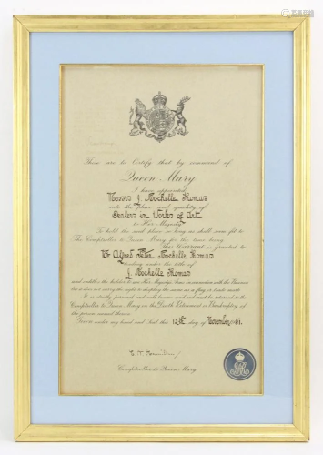 Framed Queen Mary Document