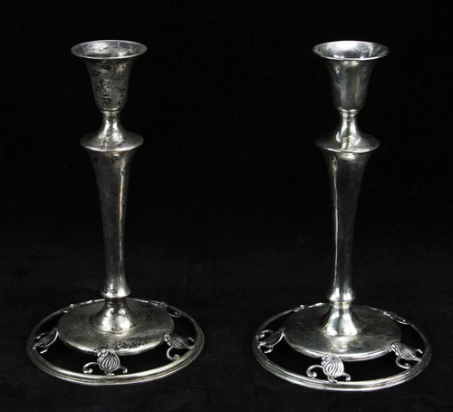 Pair of Frank Smith Woodlily Sterling Candlesticks