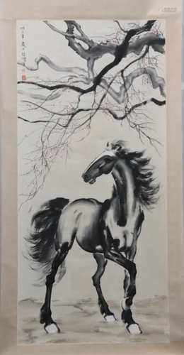 Chinese Ink Color Scroll Painting,Horse