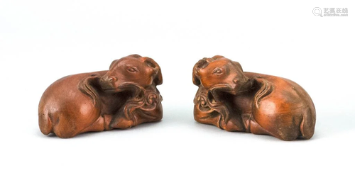 18th.Century Pair of Boxwood RAMS