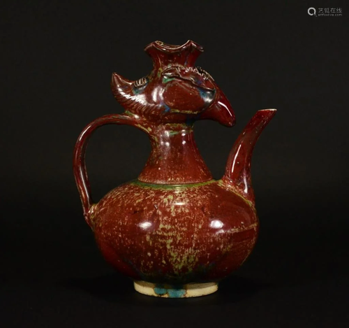 An fine peachbloom glazed peacock-shaped Tea P…