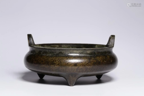 Qing Chinese Bronze Tripod Censer ,Mark