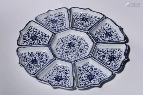 Republican Chinese Blue and White Porcelain Trays