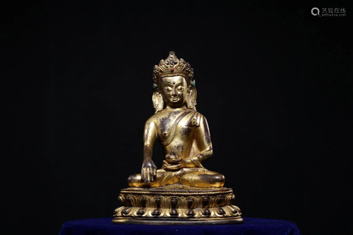 Qing Chinese Gilt Bronze Buddha