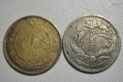 TWO CHINESE OLD COINS