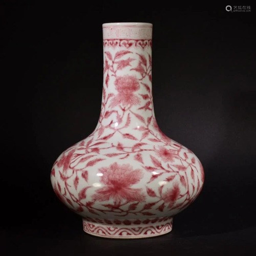 Qianglong Copper-red floral Vase