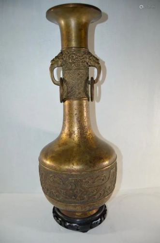 Chinese Antique 18th C Gilt Bronze vase