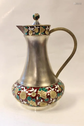 Russian Enamel&Silver Ewer