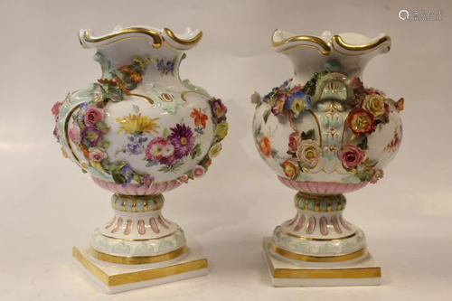 Pair of Meissen Porcelain Vases