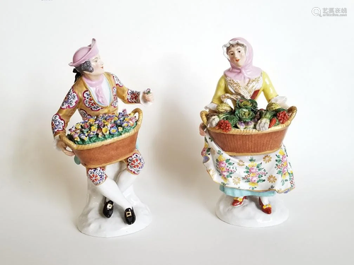 Antique Pair Porcelain Figurines Chelsea Derby_x000…