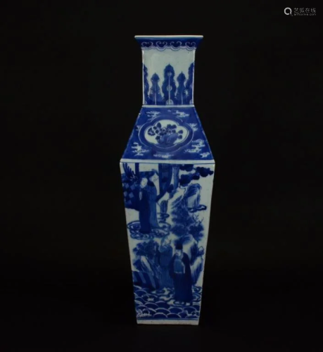A BLUE AND WHITE FIGURAL VASE