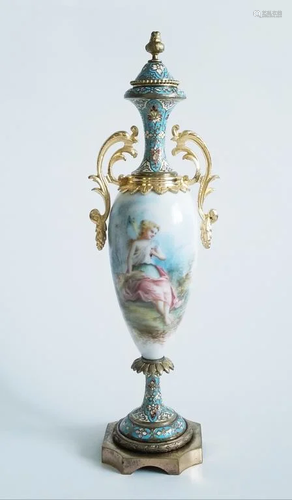 19C French Sevres Porcelain Enamel Vase_x000D_