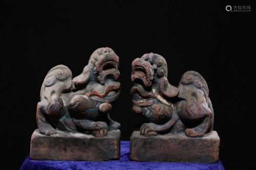 Qing Chinese Stone Foo Dogs