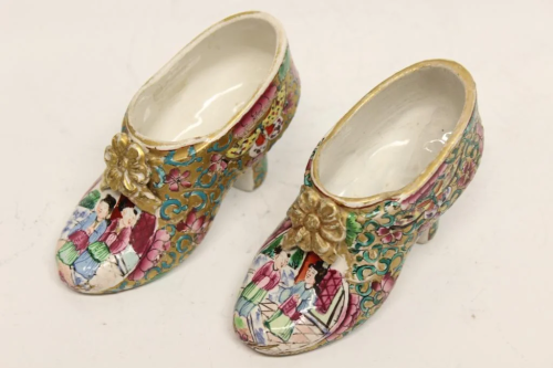 Pair of Chinese Porcelain Shoes