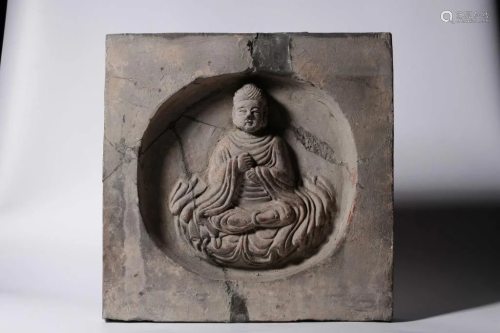 Tang Chinese Pottery Buddha Plaque
