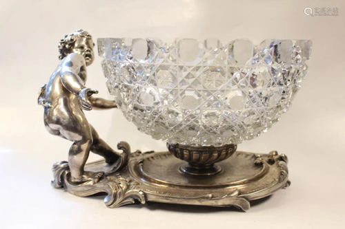 Christofle CenterPiece w Cut Crystal Bowl