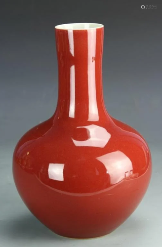 Republic Chinese Oxblood-Glazed Vase,Mark