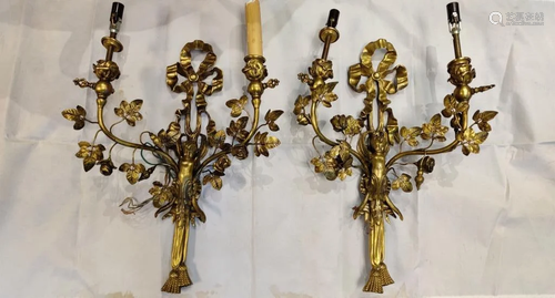 Pair of Gilt Bronze Sconces, 19th.C